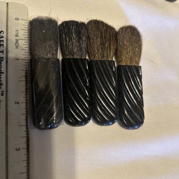 Powder Foundation Blush Brush With Blue Handle Lot Of 4 Fit Some Compacts New - Picture 3 of 5